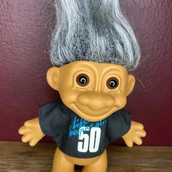 Russ 5.5” Birthday Troll “Life Begins at 50” Gray Hair - Picture 5 of 6